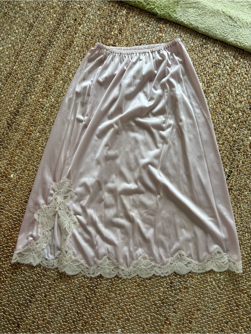 dior slip skirt with lace trim